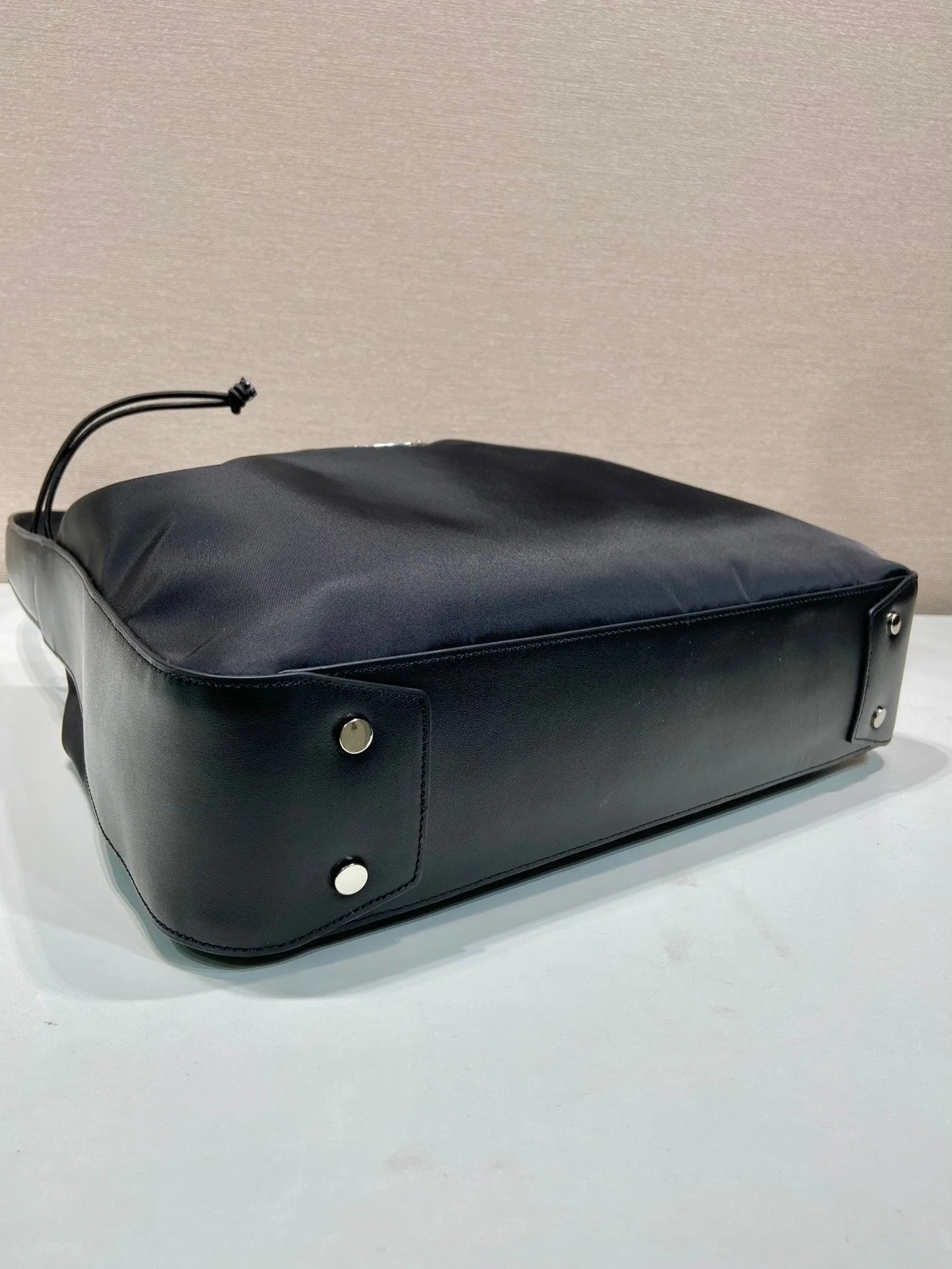 Prada LARGE DRAWSTRING BAG 37 IN BLACK RE-NYLON