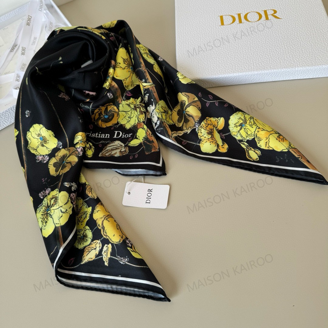 Dior Base Purple Floral Square Scarf - KAIROO