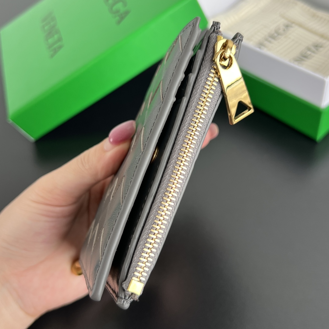 Bottega Veneta Solstice Small Folded Wallet in Grey Intreccio Leather