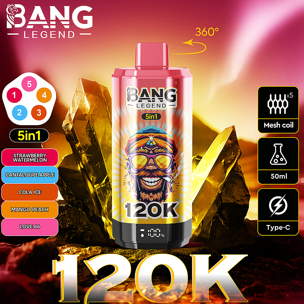Bang Legend 120K Disposable Vape 5-in-1 Flavor (5%, 120000 Puffs)