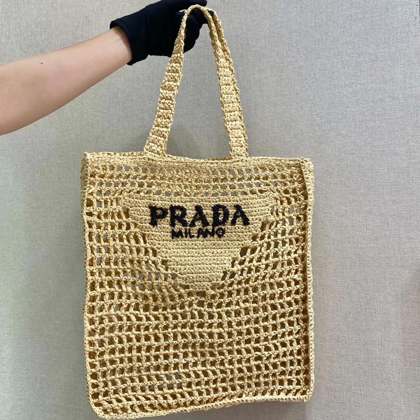 Prada  SMALL LOGO RAFIA TOTE 38CM
