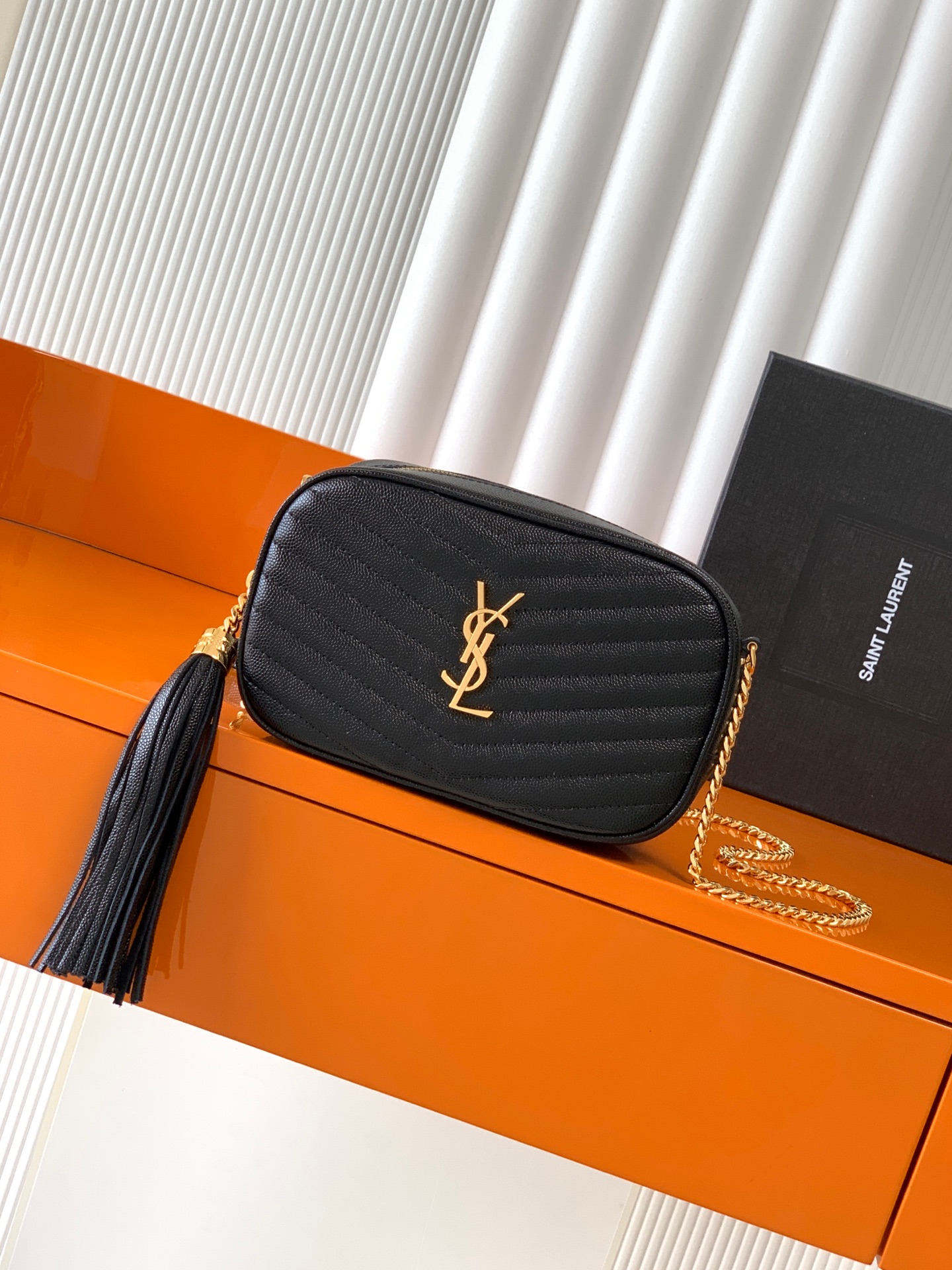 YSL Saint Laurent Lou Mini Bag in Quilted leather-Black