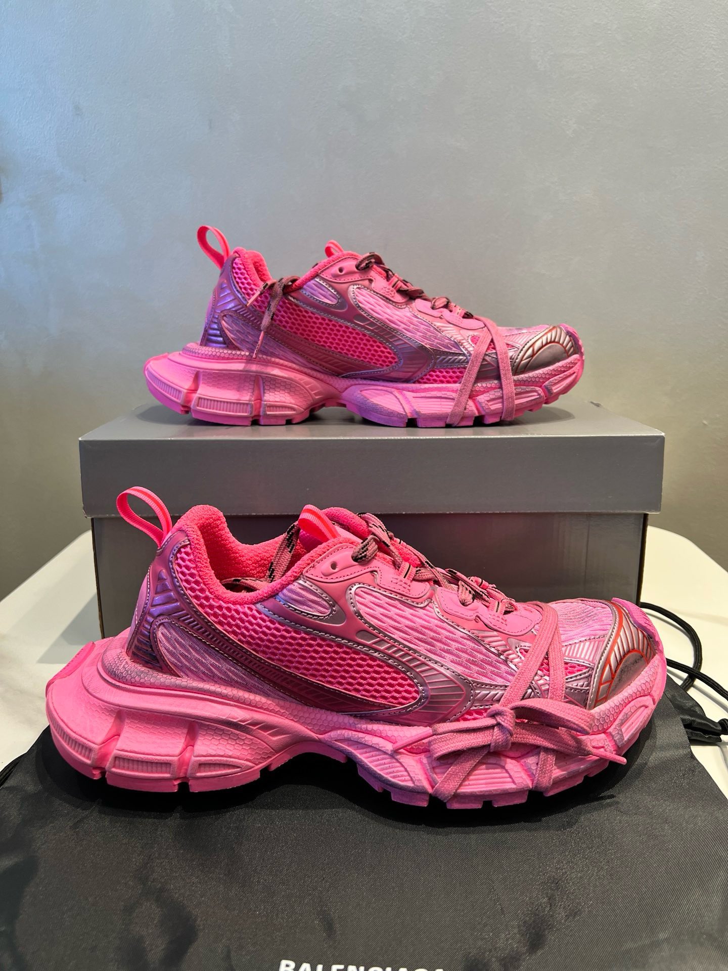 Balenciaga 3XL Candy Pink Mesh Polyurethane Wrapped Laces Oversized Chunky Sneakers - KAIROO