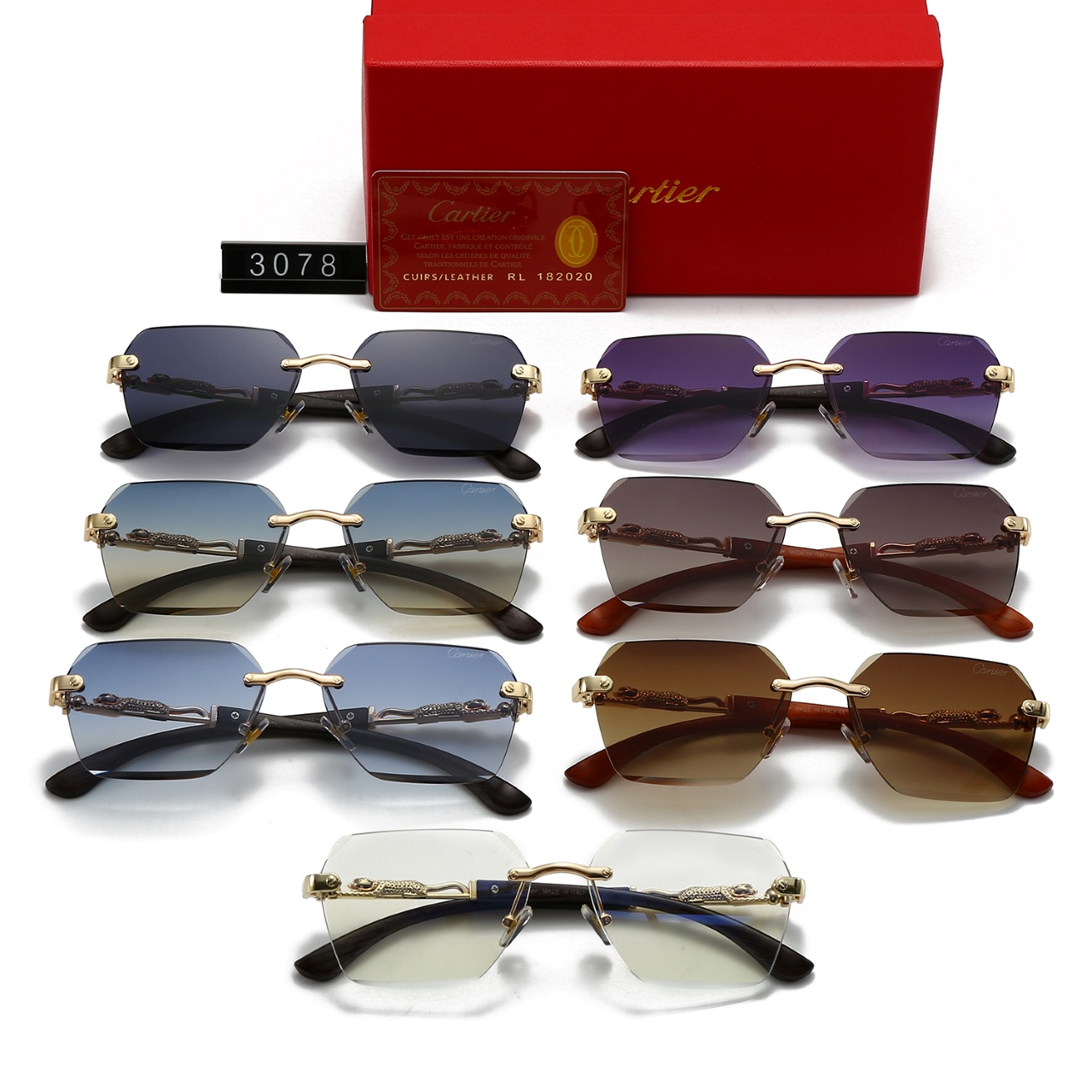 Cartier Metal and Wood Rimless Sunglasses Top quality - KAIROO