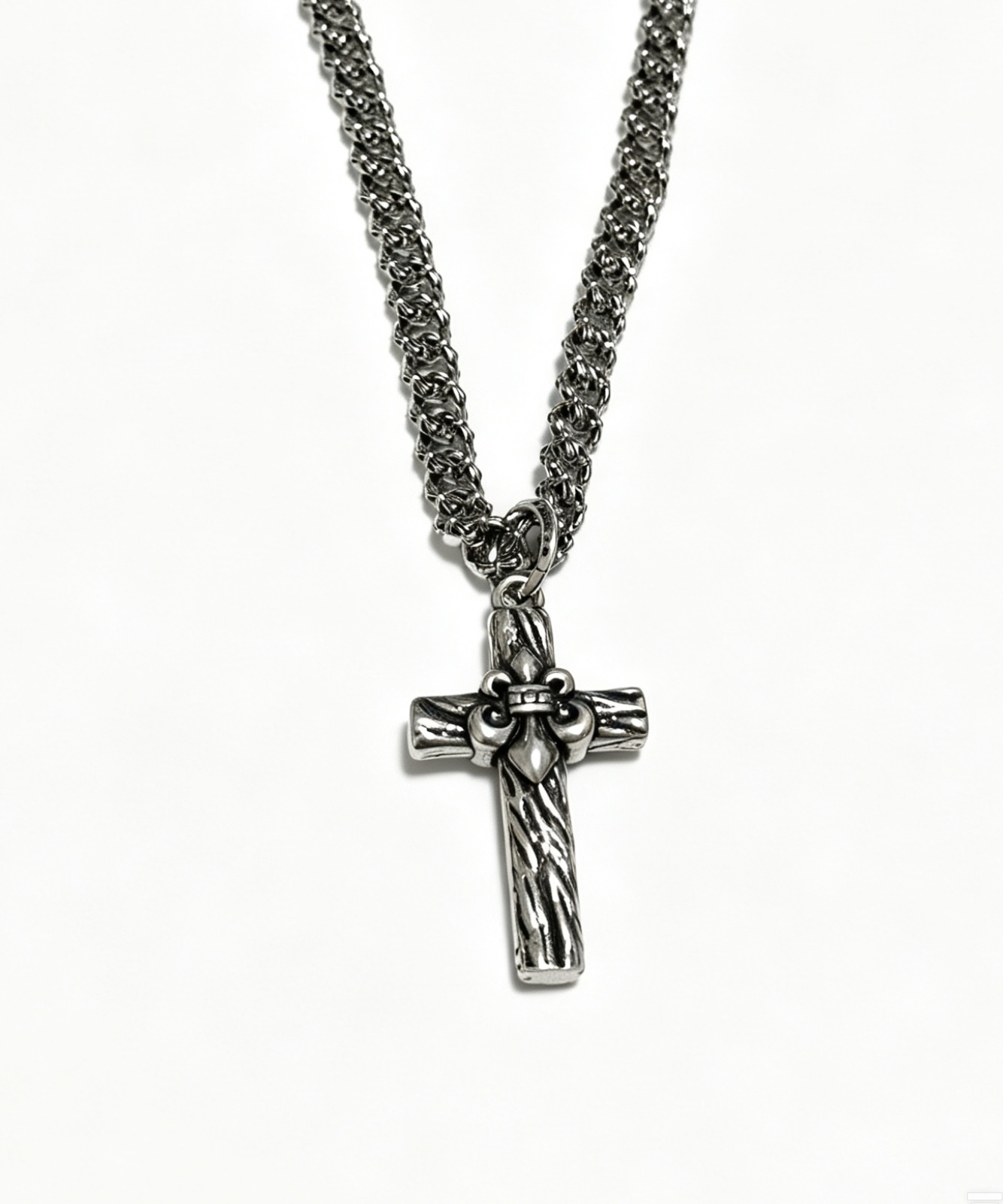 Chrome Hearts Oxidized Silver Unisex Necklace 60cm