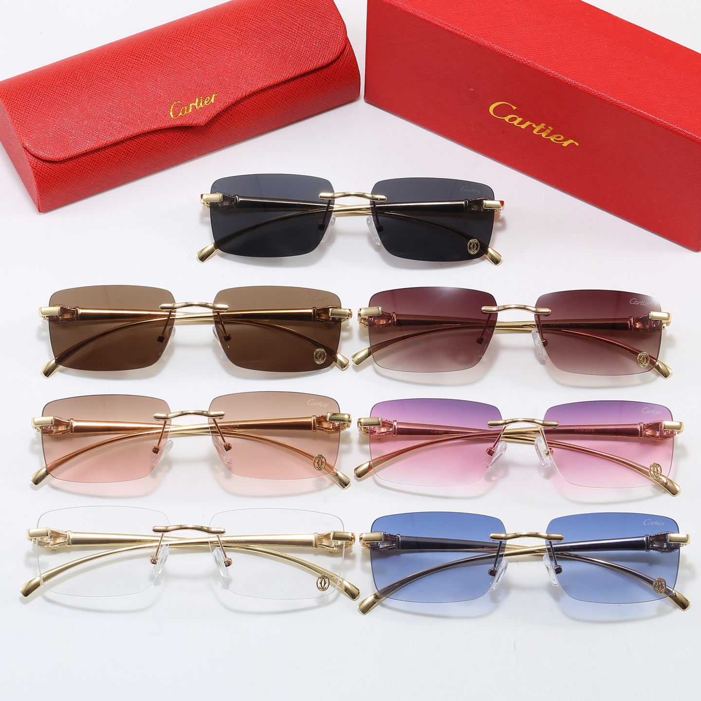 Cartier Full Panther Spot Gold Rimless Sunglasses Top quality - KAIROO