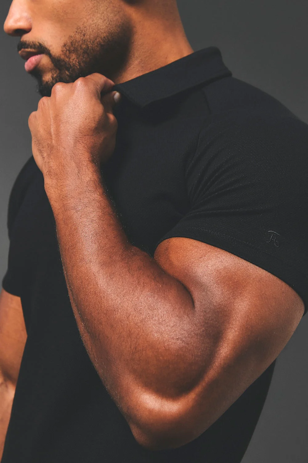 Zip Neck Polo Shirt in Black