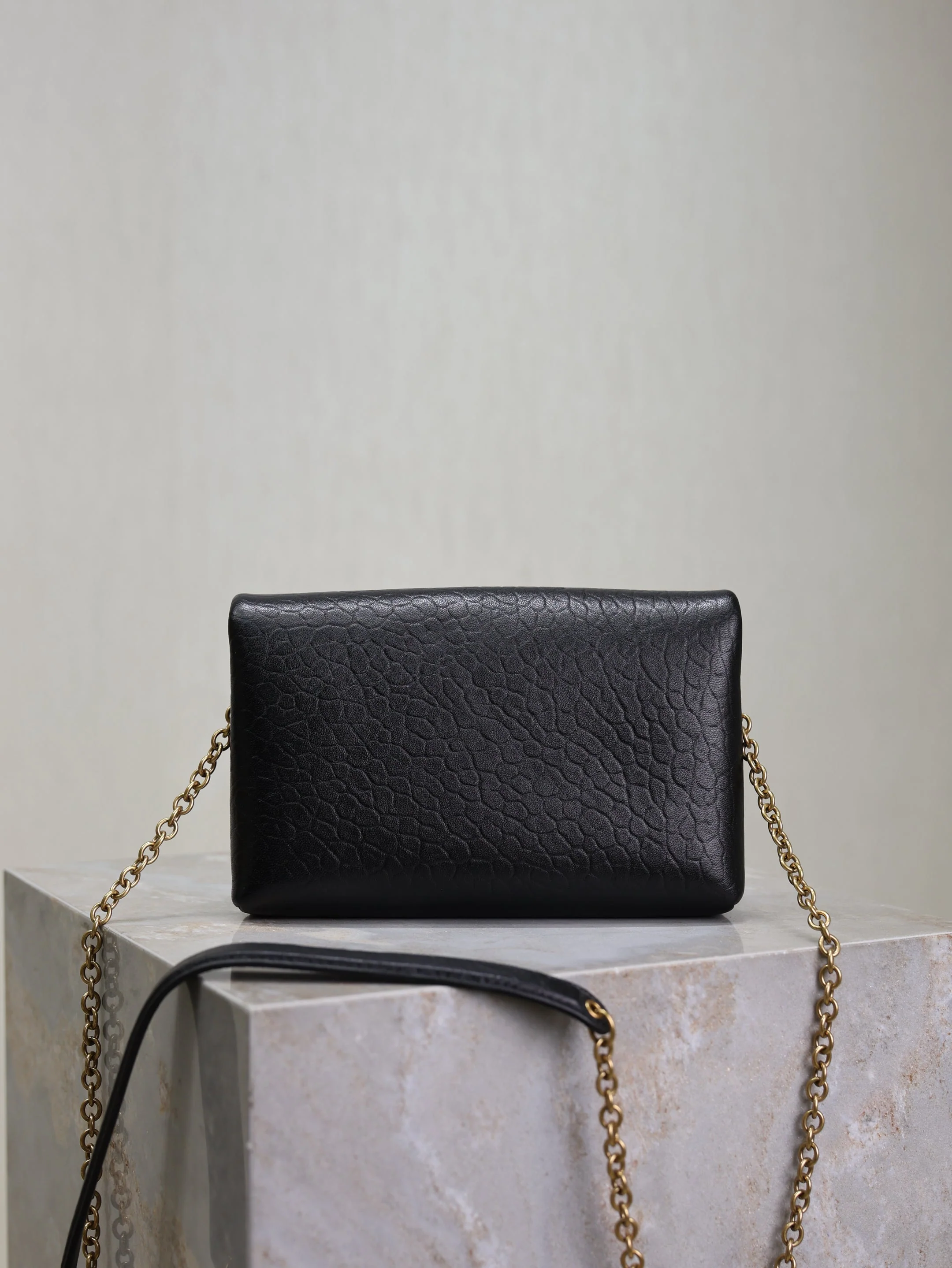 Saint Laurent YSL  Calypso Bag 19cm Black Elephant Leather