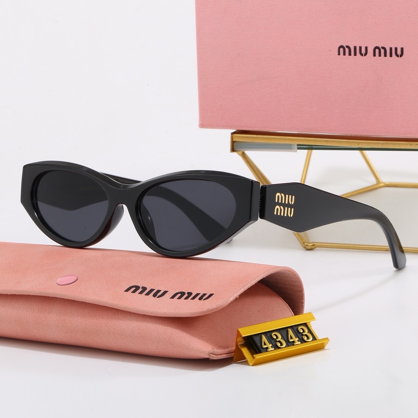 Miu Miu Wide Temple Acetate Retro Oval Cat Eye Sunglasses - KAIROO
