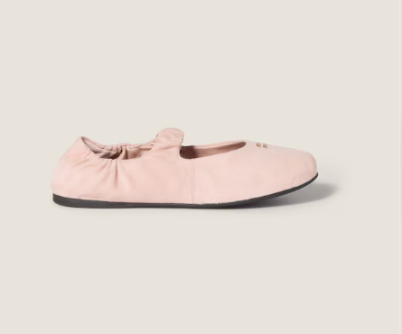 Miu Miu Ruched suede leather ballet flats