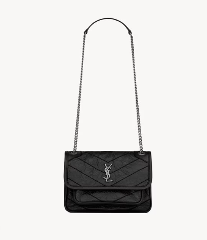 Saint Laurent Black Vintage Leather Mini Niki Bag