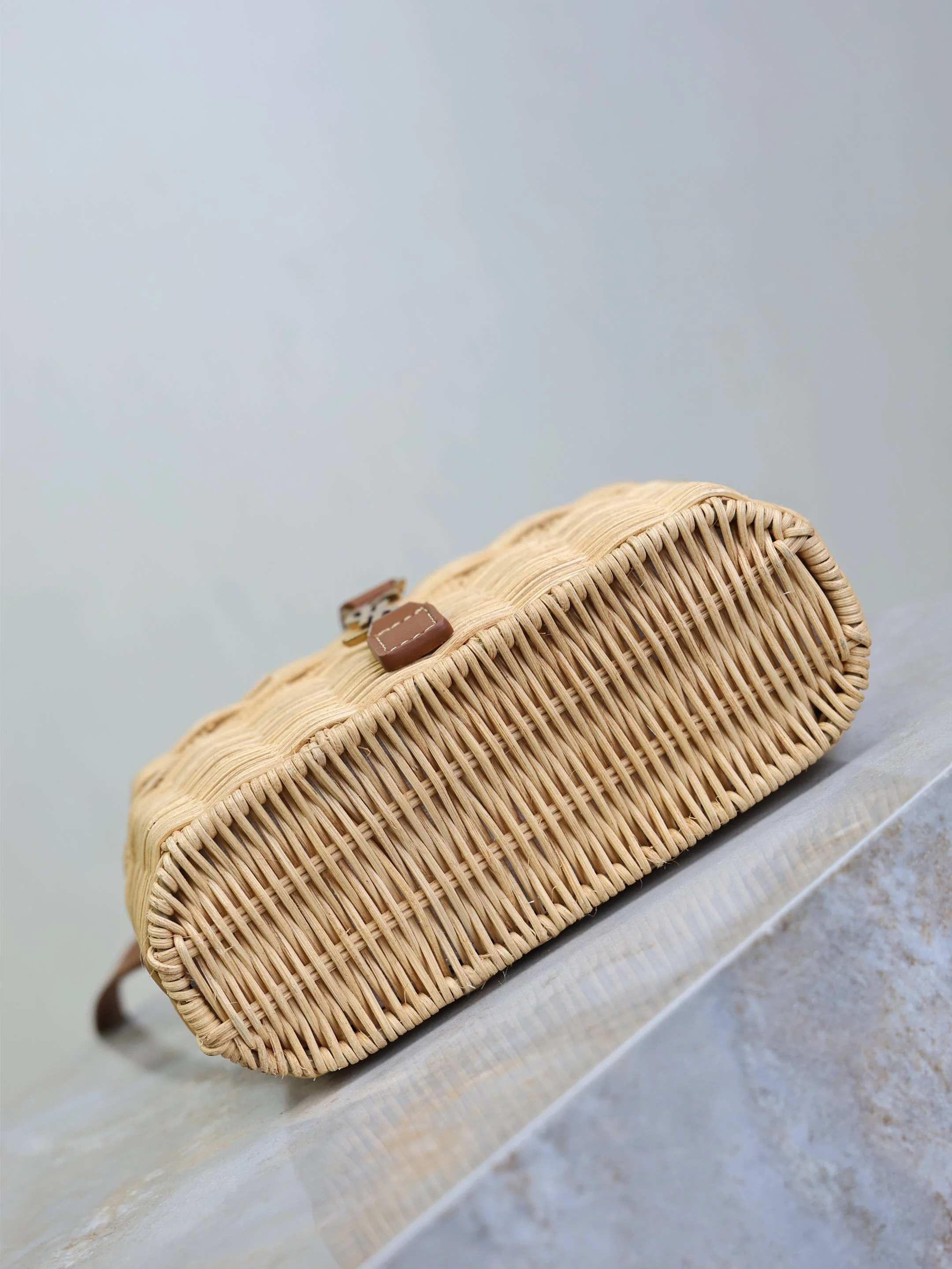 Saint Laurent YSL  Gaby Vanity Bag Beige Brown Raffia Leather