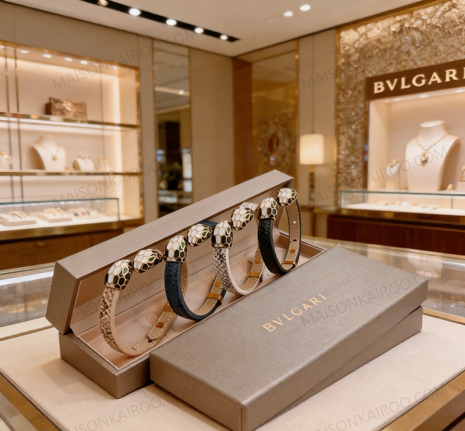 Bvlgari Serpent Head Leather Bracelet - KAIROO