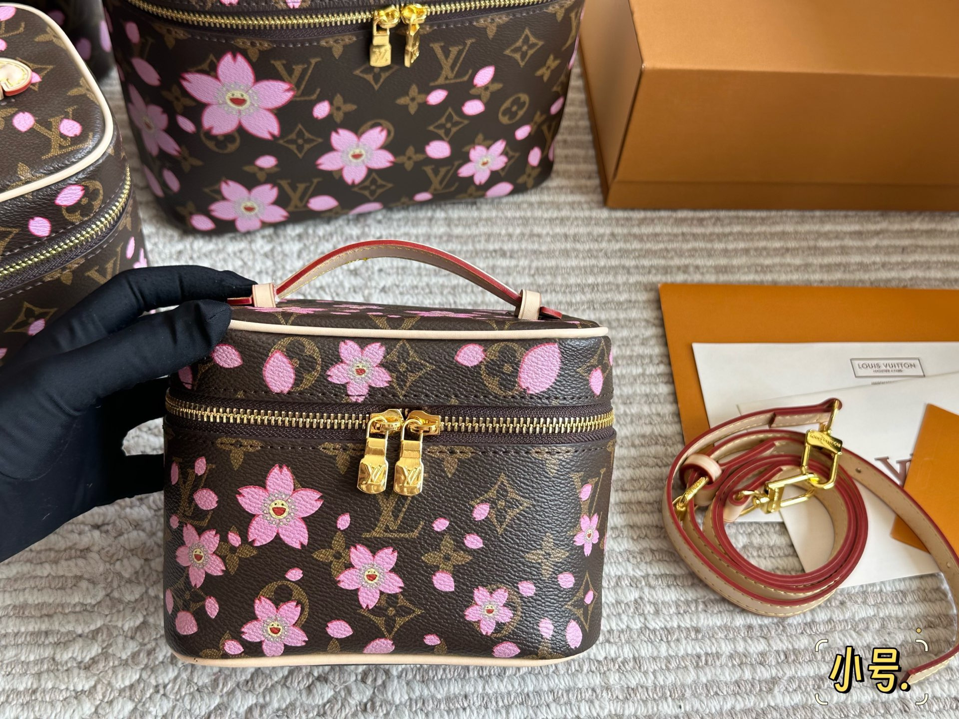 Louis Vuitton LV x TM Monogram Canvas  Pink Cherry Blossom Nice Vanity Cosmetic Case Top Handle Bag - KAIROO