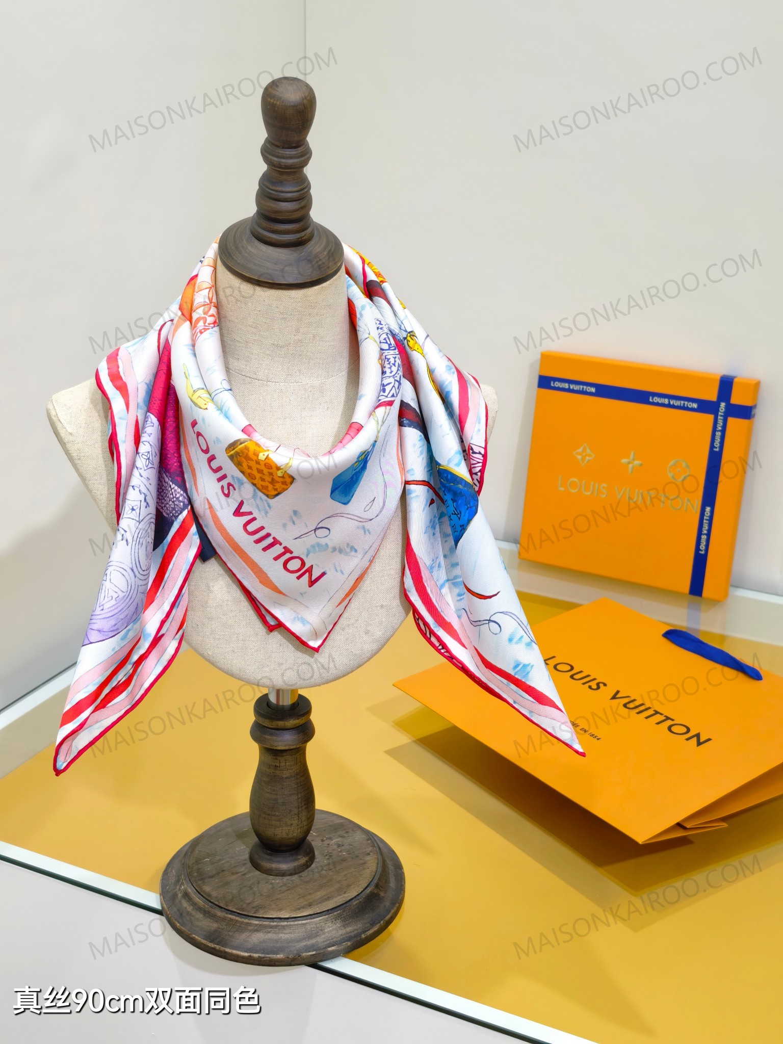 Louis Vuitton LV Up And Away Hot Air Balloon Multicolor Square Scarf - KAIROO