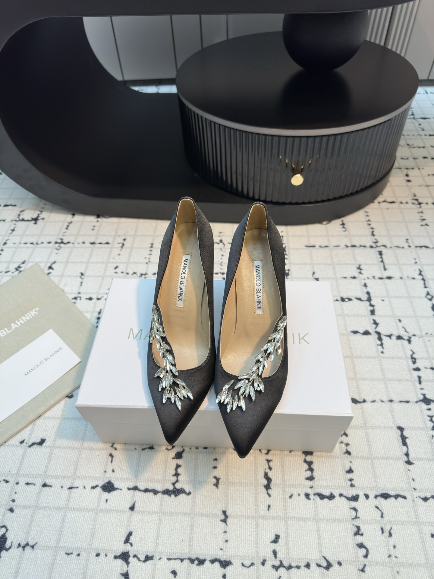 Manolo Blahnik Swarovski Crystal Satin Pump