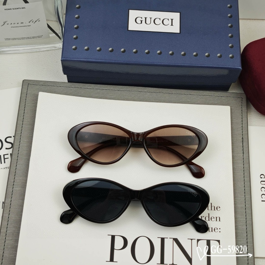 Gucci Vintage Oval Frame HD Lens Double G Badge Sunglasses - KAIROO