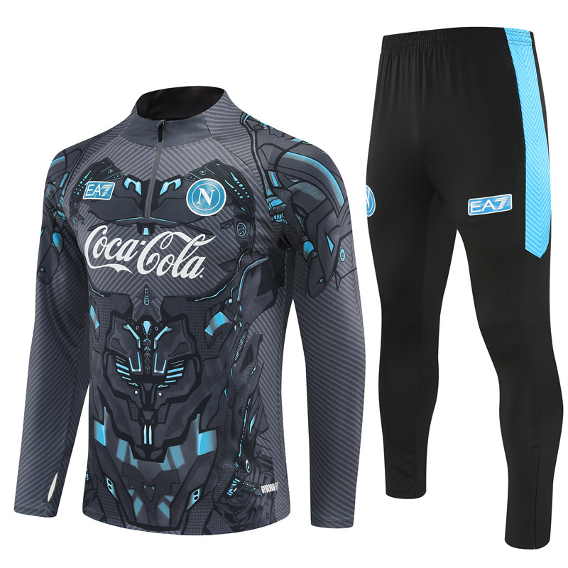 Adult/ Kids 2526 Napoli half zipper Training suit Gray