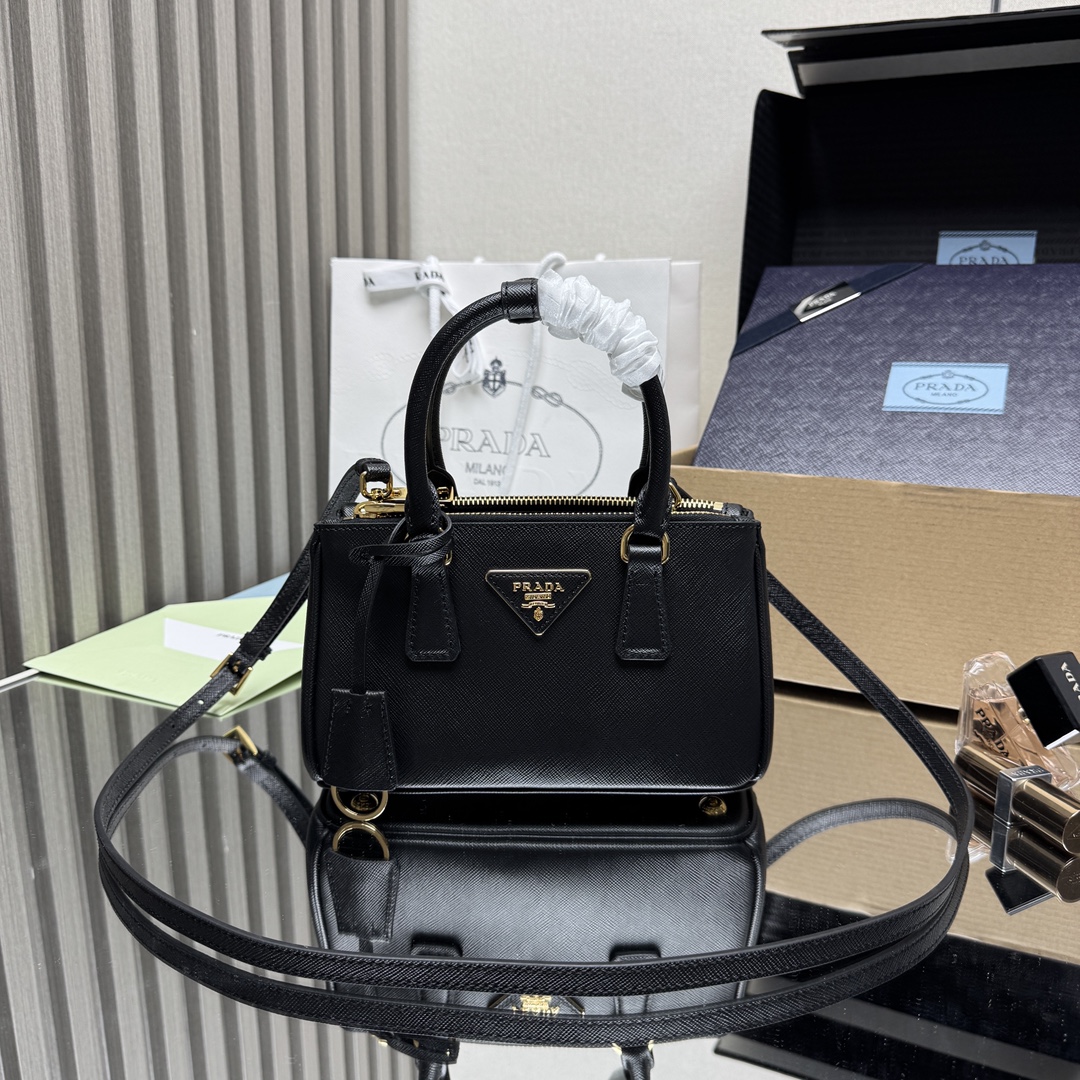 Prada Galleria mini Saffiano leather bag-Black 1BA916