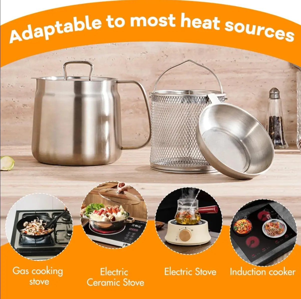 2L Heavy-Duty 304 Stainless Steel Oil Filter Pot & Mini Deep Fryer - Bacon Grease Keeper with Ultra-Fine Strainer & Drip-Free Spout