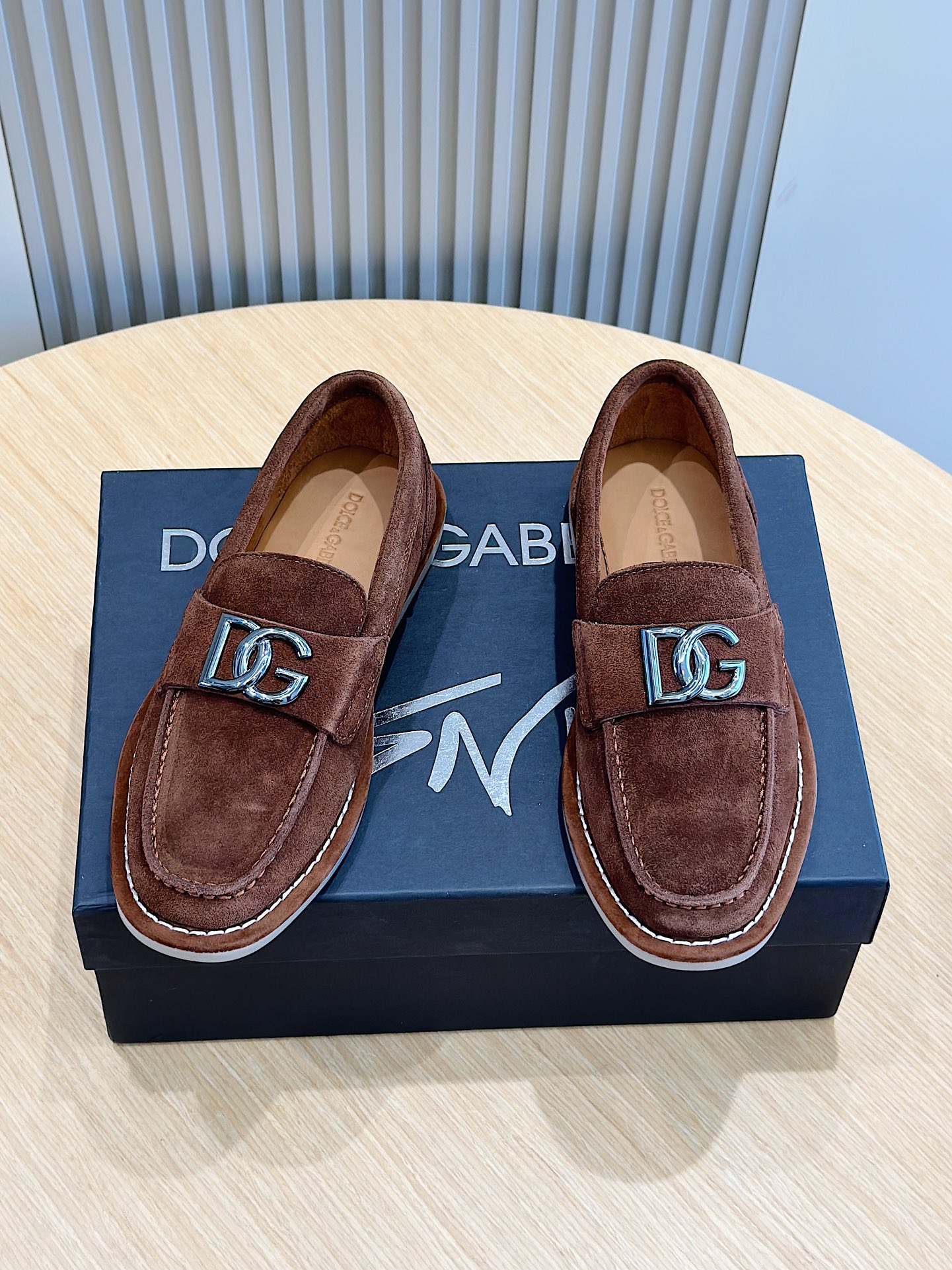 Dolce Gabbana Men's DG Logo Suede Loafer