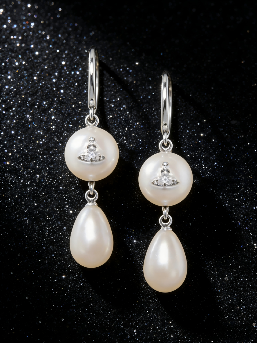 Elegant Silver Pearl Drop Earrings, Hypoallergenic Earrings for Bridesmaids