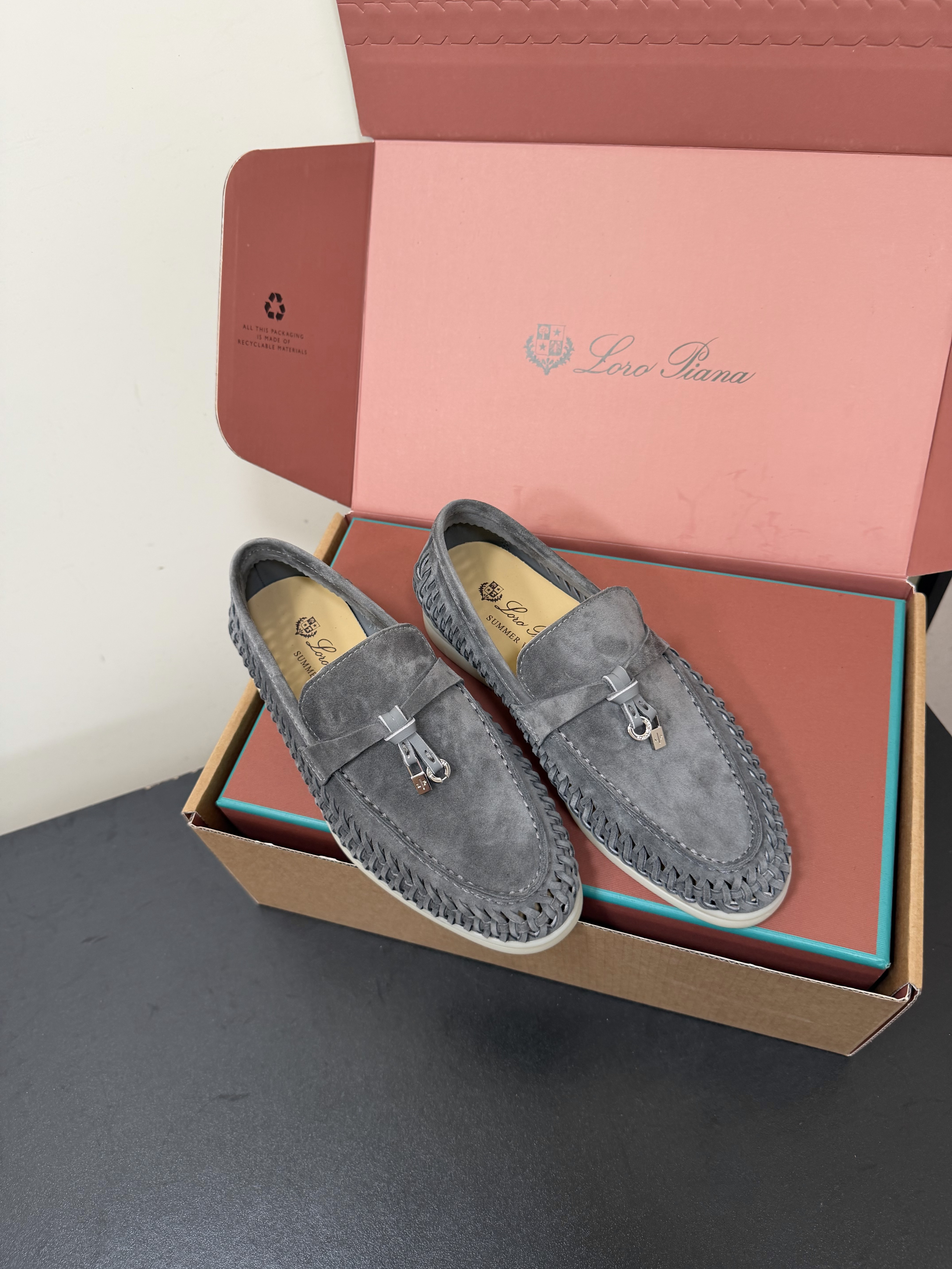 Loro Piana  Unisex Woven Suede Loafer