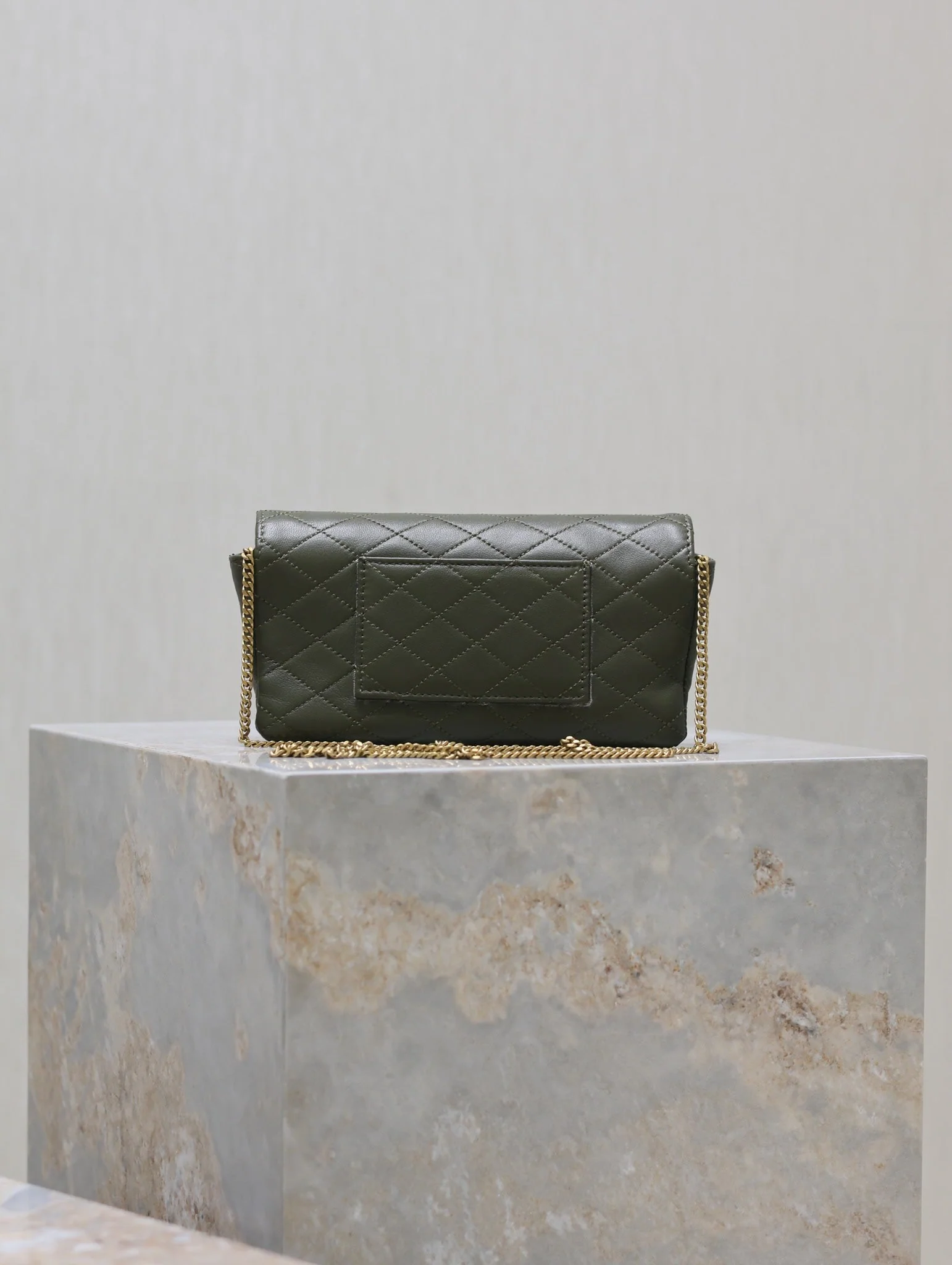 Saint Laurent YSL Gaby Phone Bag 19cm Olive Green Quilted Leather