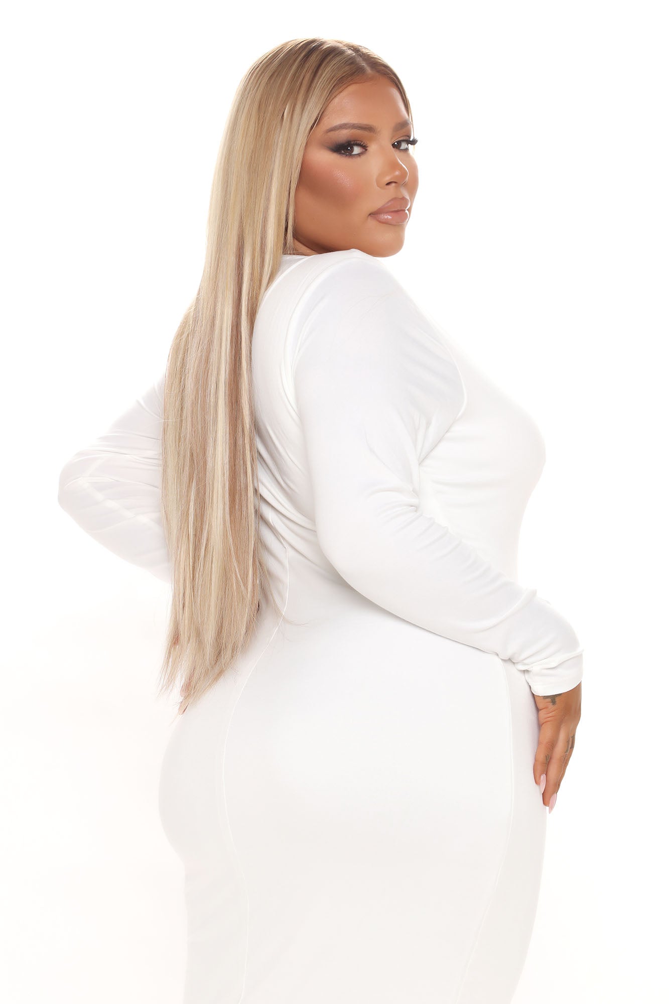 Amilia Double Lined Midi Dress - White