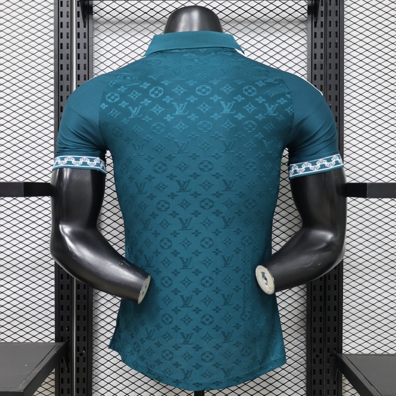 Player Version 2026 Real Madrid × Louis Vuitton Teal LV Monogram Adidas Collab Special Edition Jersey S-2XL - musan