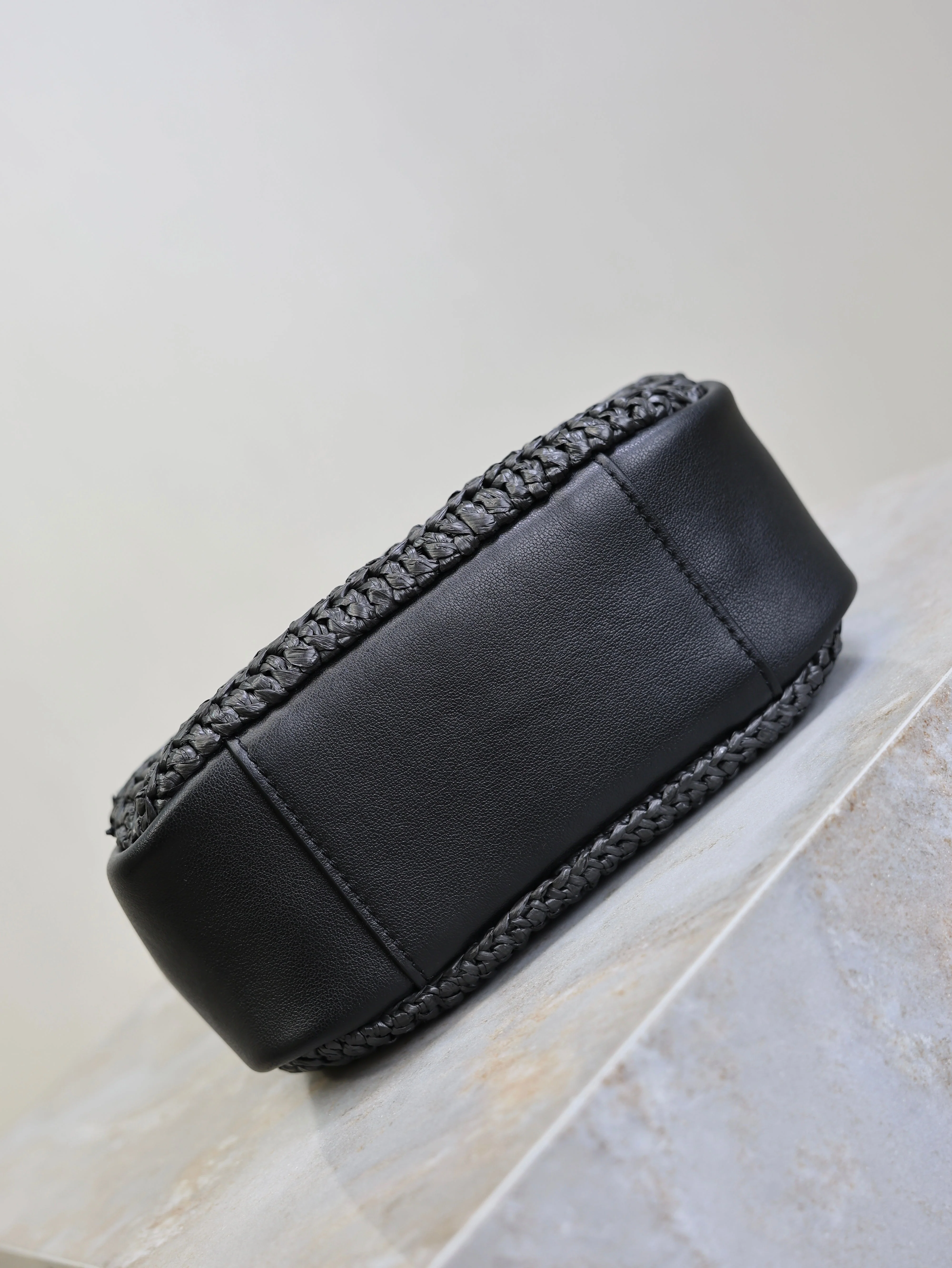 Saint Laurent YSL LE 5A7 Mini 15cm Black Raffia Leather GHW