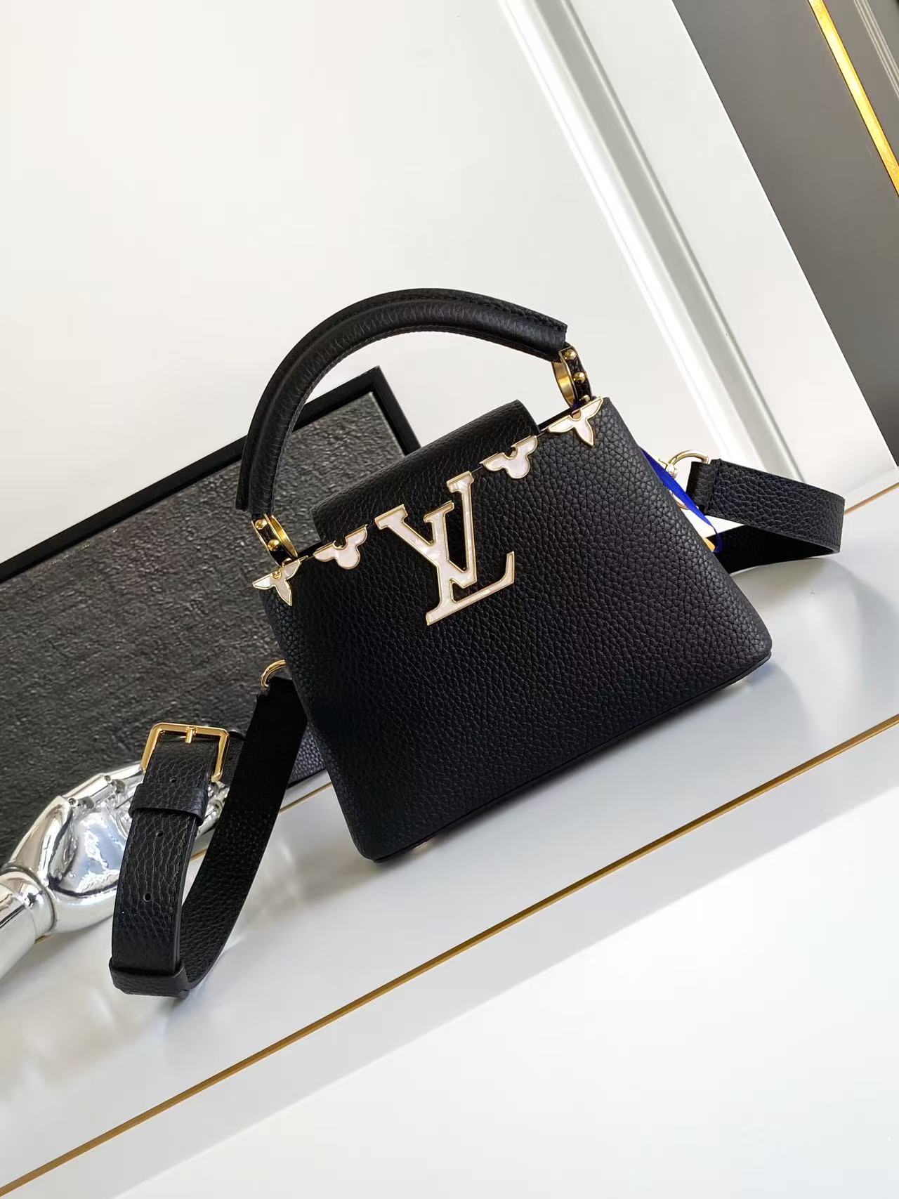 Louis Vuitton LV Black Shell Logo Handbag Shoulder Bag