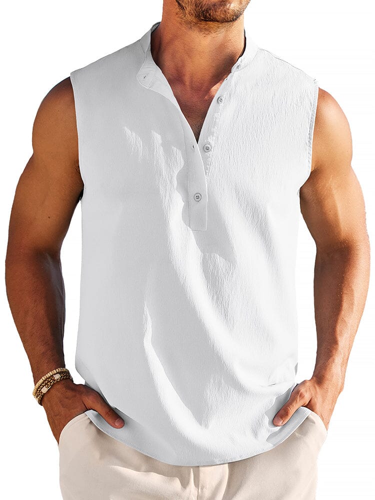 (Pre-order)Casual Lightweight Henley Tank Top (US Only)