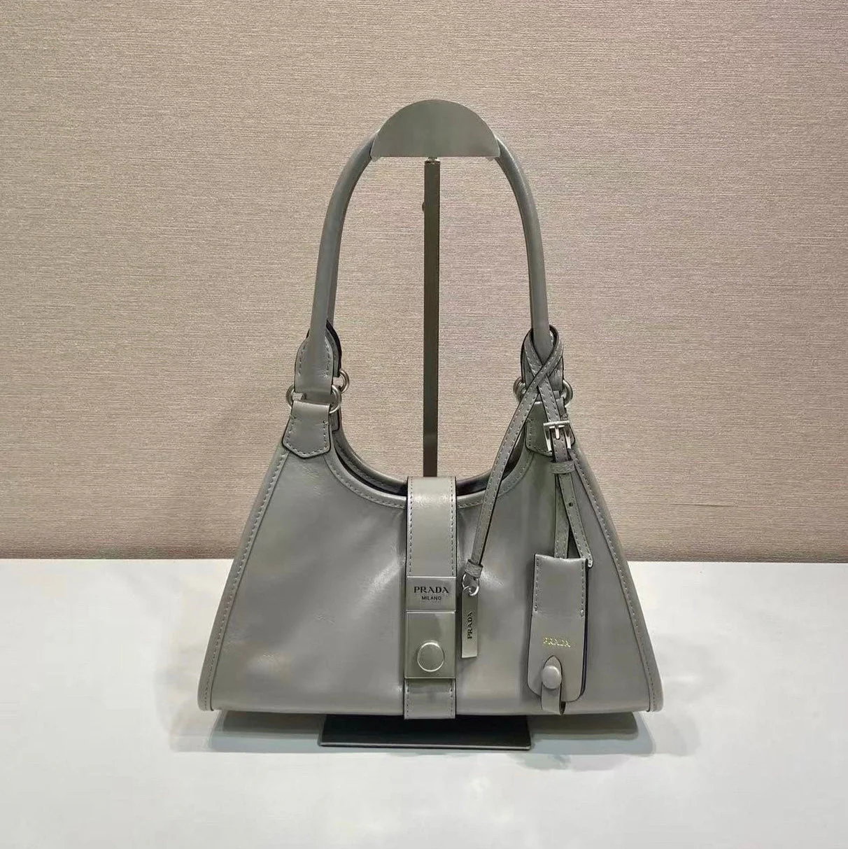 Prada PRA mini catwalk model gray leather and top-grade hardware 339955