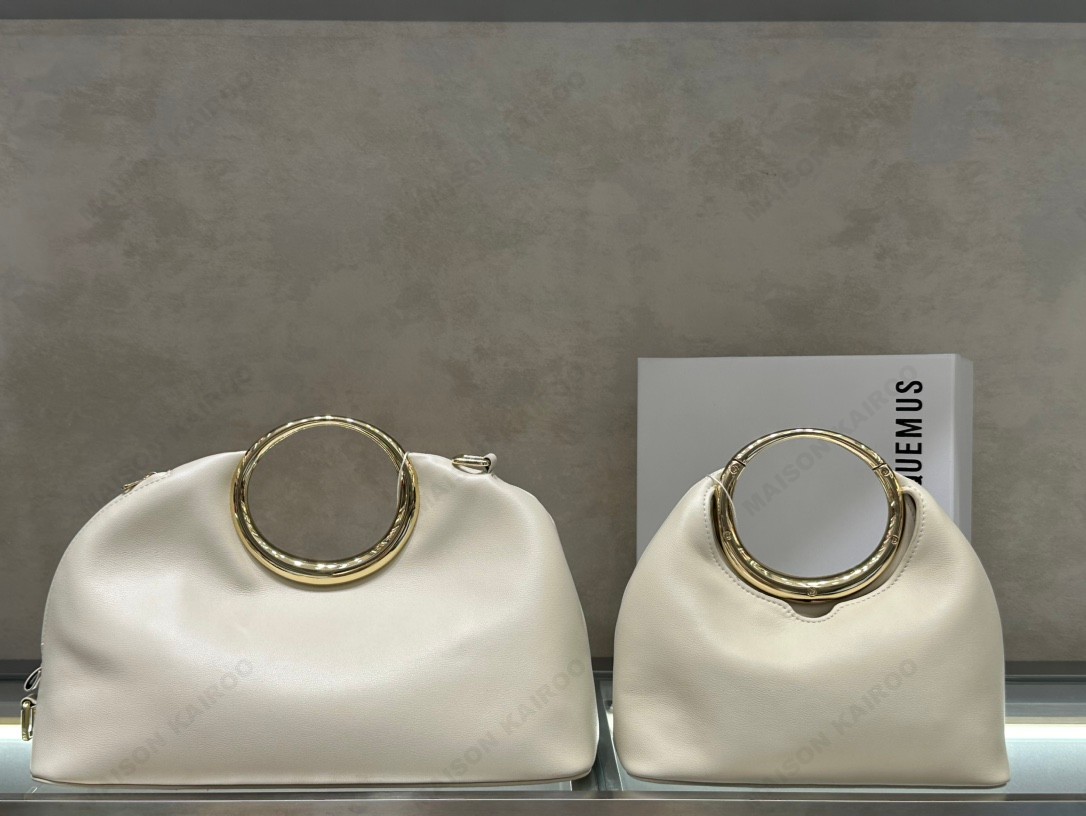 【10A】Jacquemus Le Petit Calino Sac Smooth Leather Metal Ring Clutches Top Handle Bag - KAIROO