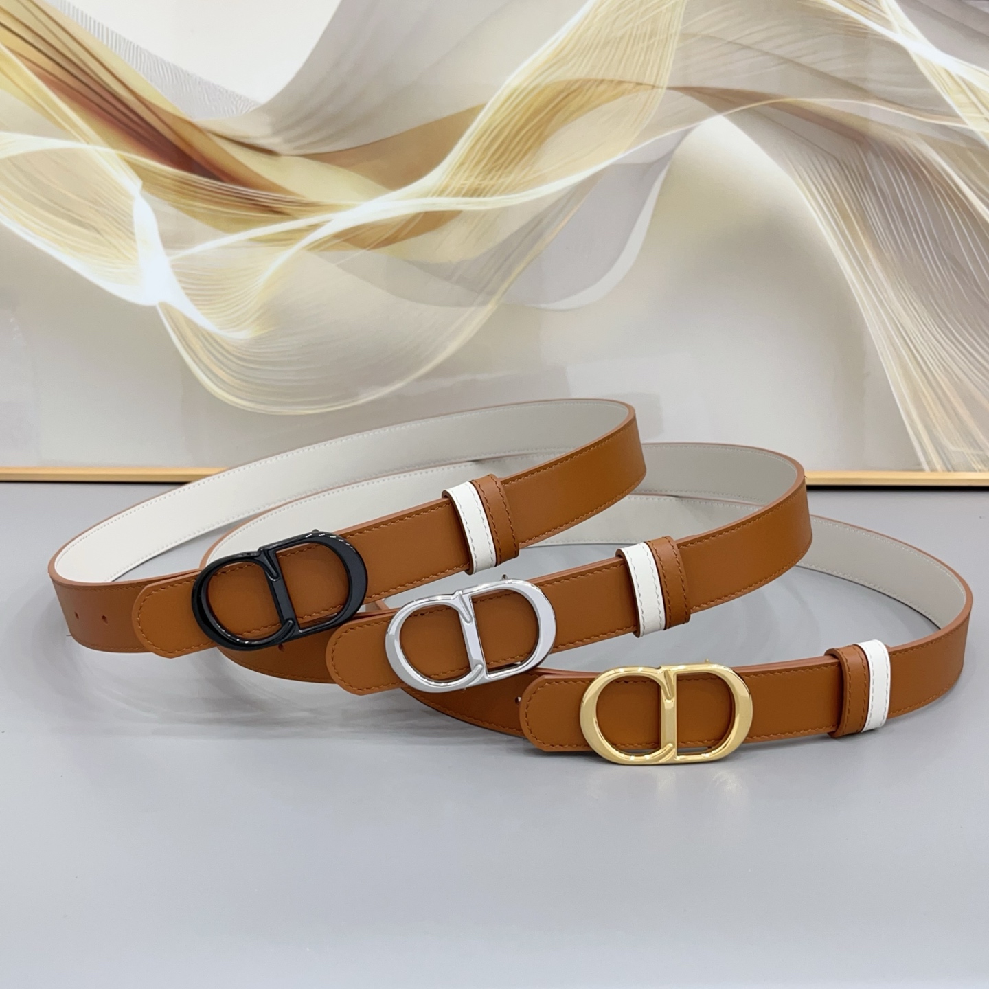 Dior CD Iconic Reversible Leather Belt 3.0cm