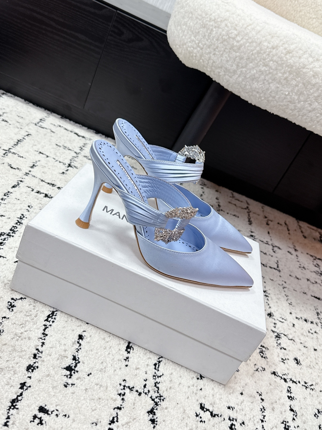Manolo Blahnik Satin Crystal Pumps