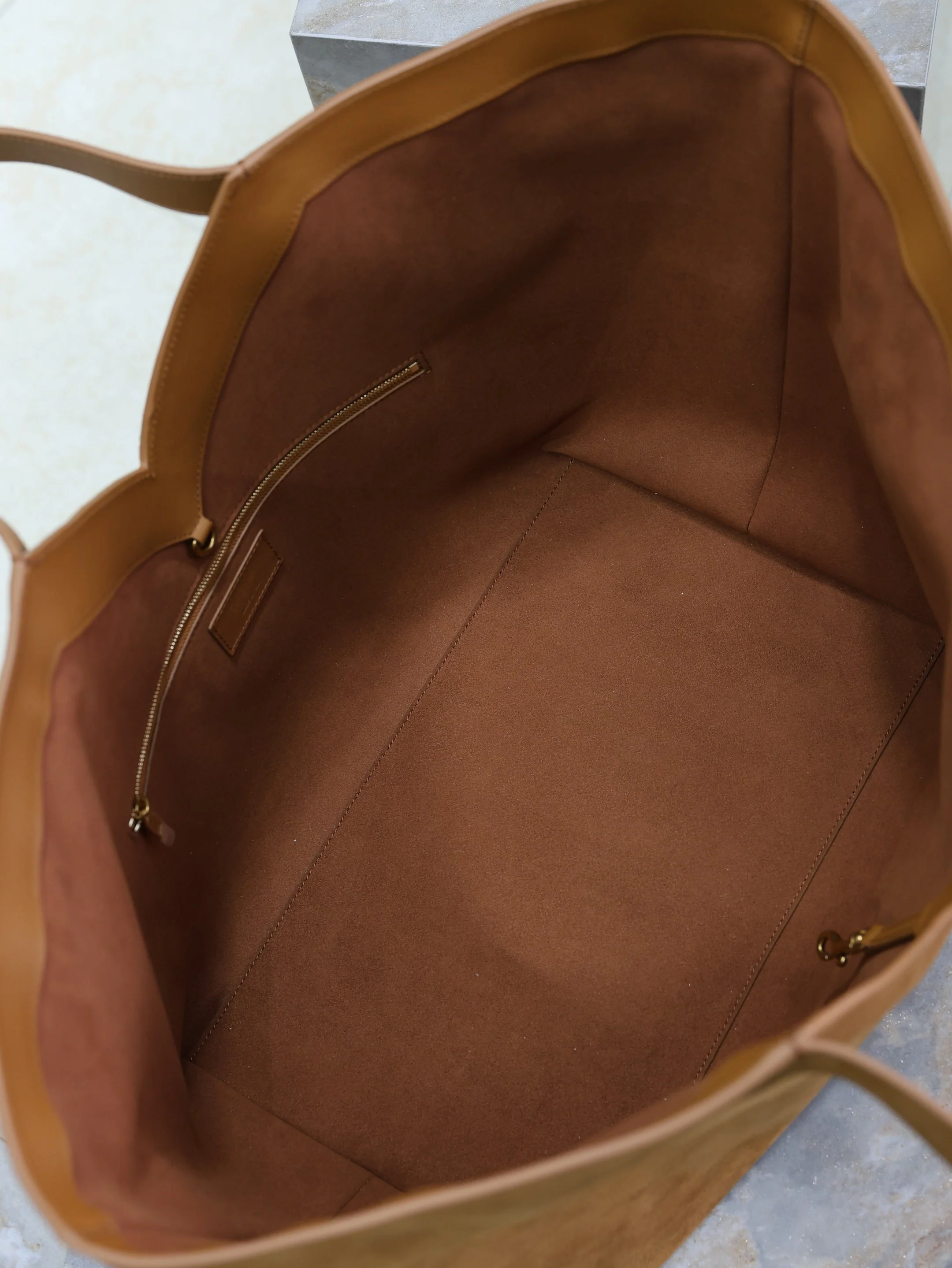 Saint Laurent YSL Tote Bag Brown Suede