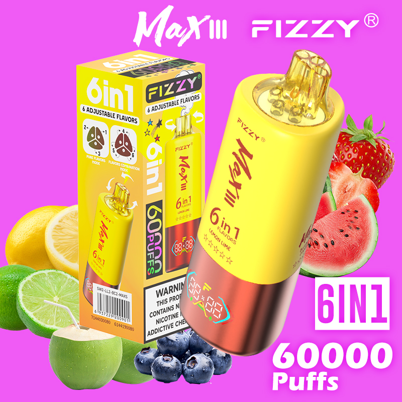 Fizzy Max III 60K Disposable Vape 6-in-1 Flavor (5%, 60000 Puffs)