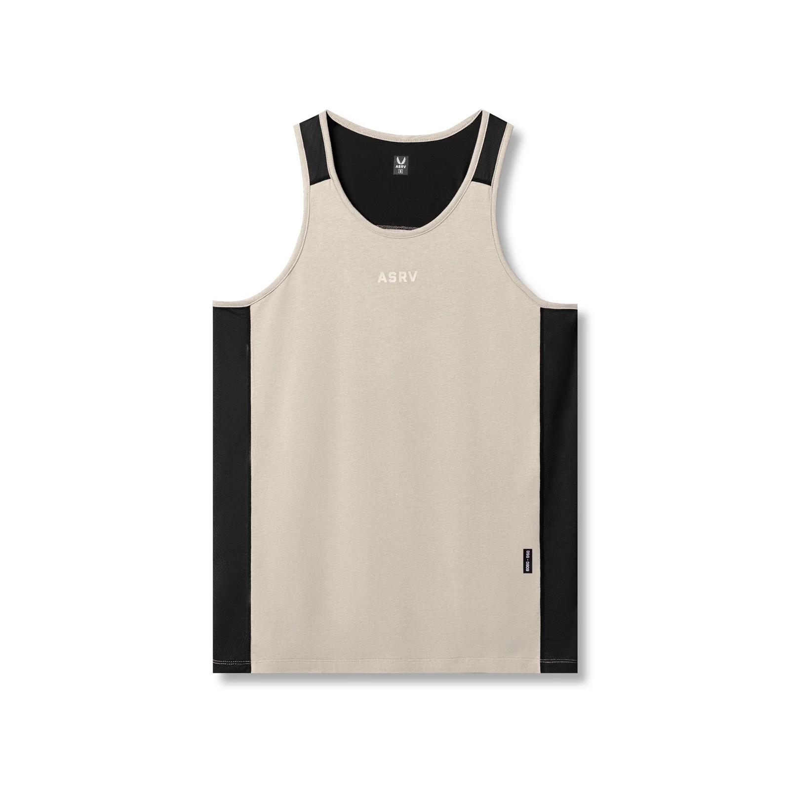 0809. Supima Mesh Panel Training Singlet - Sand Smoke