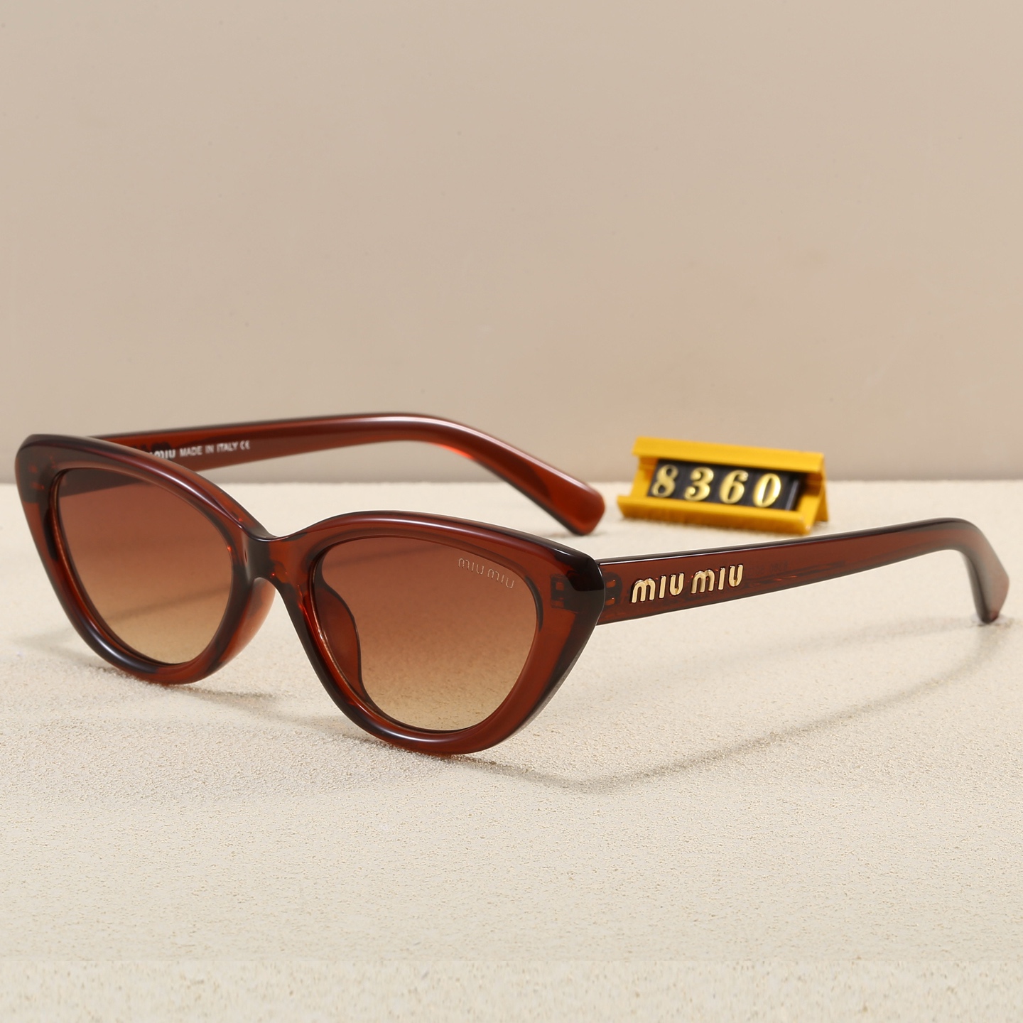 Miu Miu Gold Lettering Logo Cat-Eye Sunglasses - KAIROO
