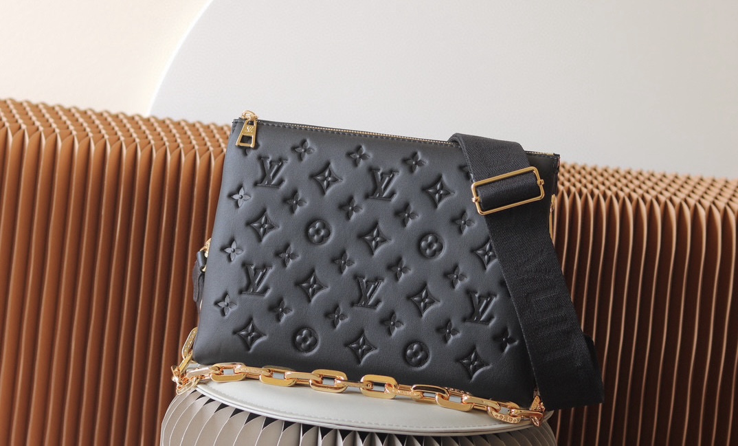 M21260 LV Coussin PM Handbag in Black Monogram-embossed lambskin