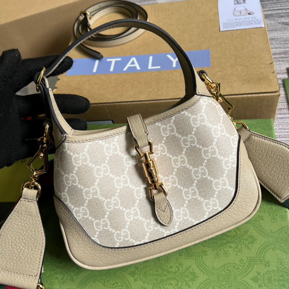Gucci Jackie 1961 Canvas&Leather Shoulder Bags
