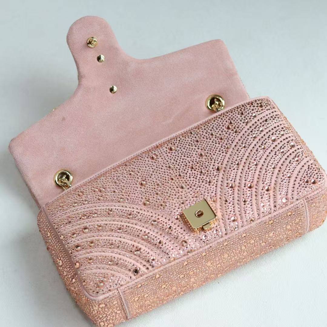 Gucci Marmont small shoulder bag with crystal embellishments