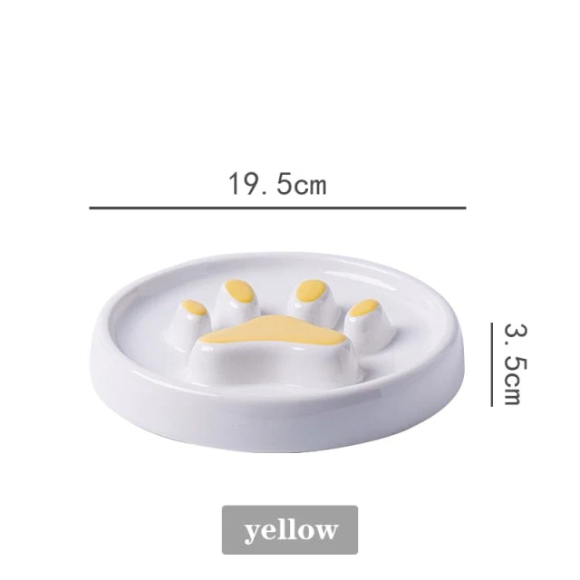 Ceramic Cat Slow Feeding Food Bowl Kitten Slow Down Eating Feeder Dish Plate Prevent Obesity Choking Cat Supplies