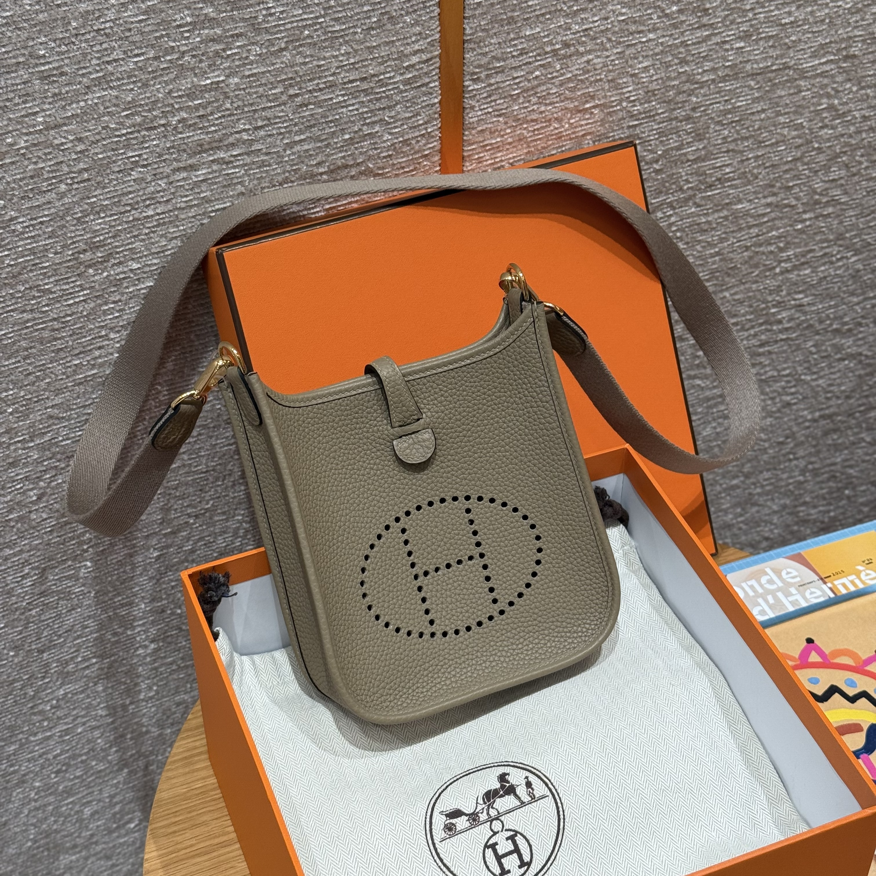 Hermes Beige Marfa Clemence Mini Evelyne 16