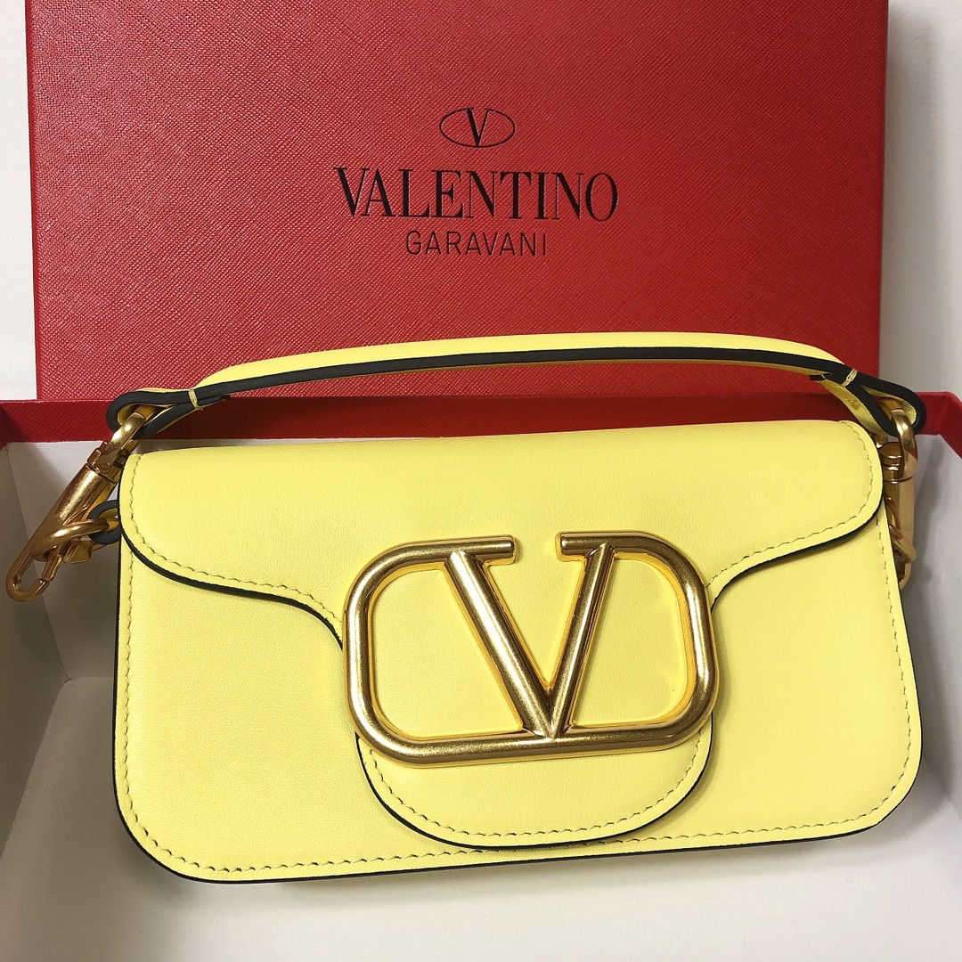 Valentino Small Garavani Loco Bag in Smooth Calfskin-Yellow