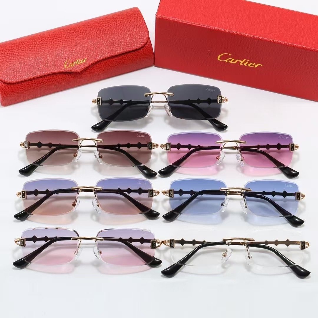 Cartier Metal Rimless Rectangular Sunglasses Top quality - KAIROO