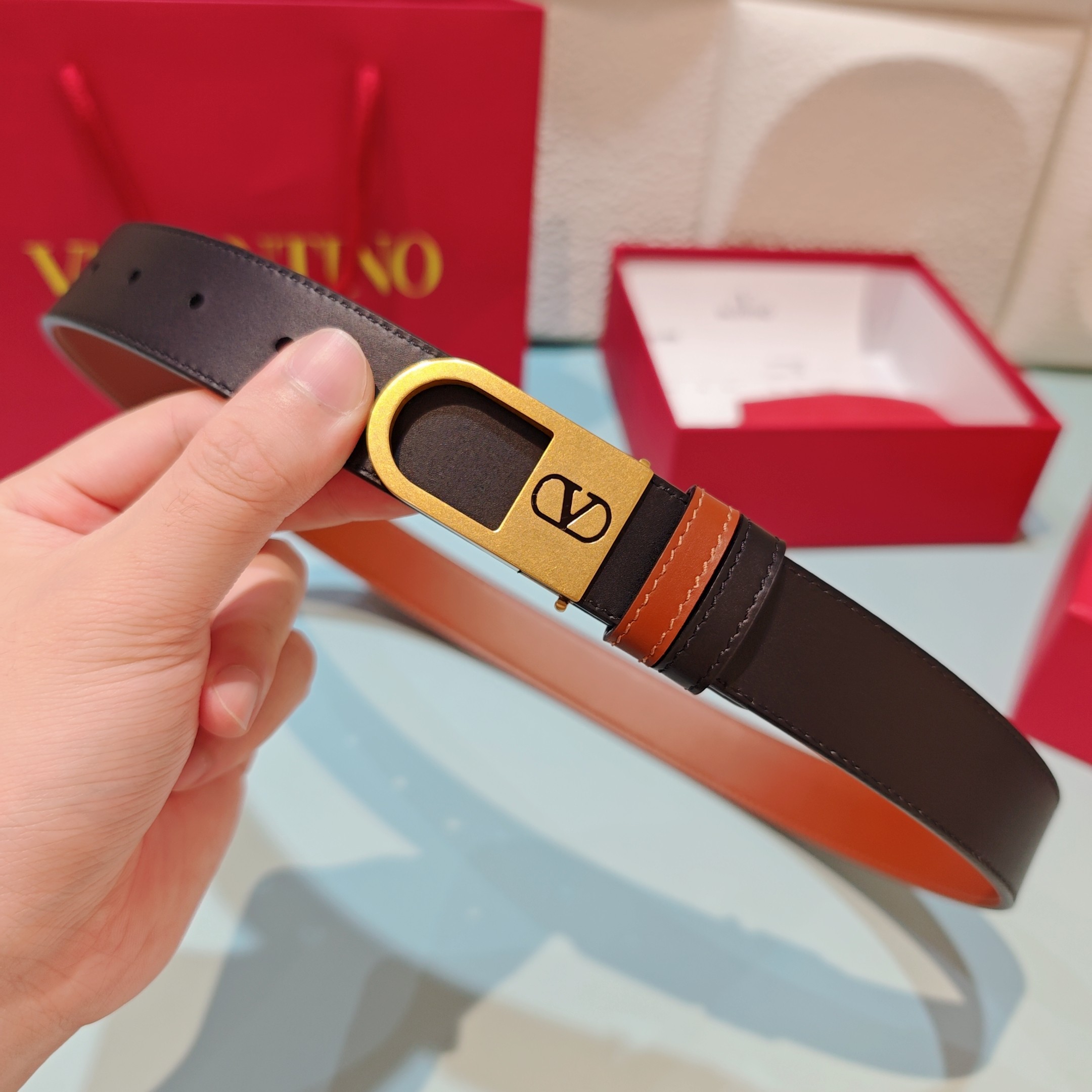 Valentino Mini Leather Belt 3cm