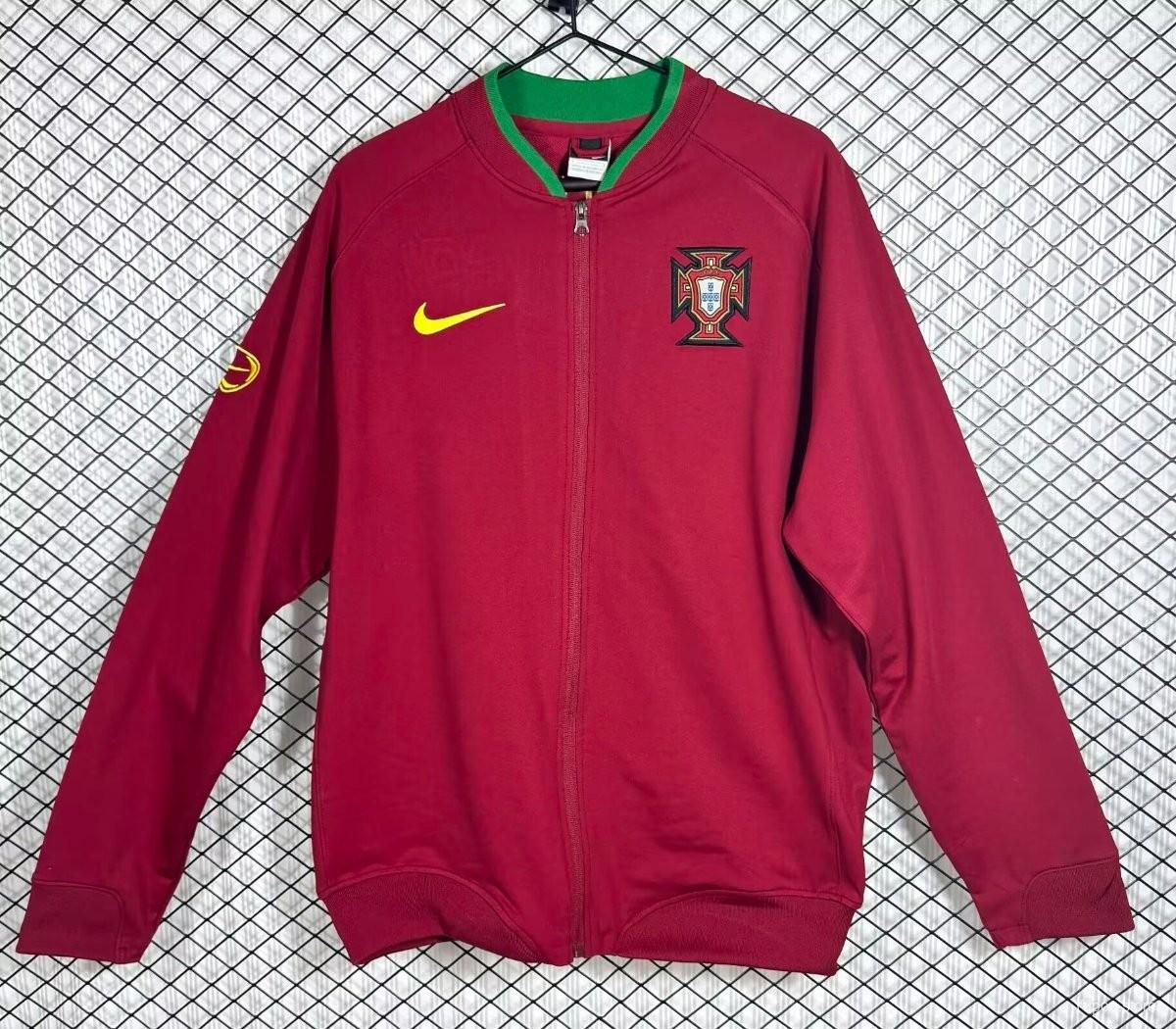 Retro 2006 Portugal Red Full Zipper Jacket S-2XL
